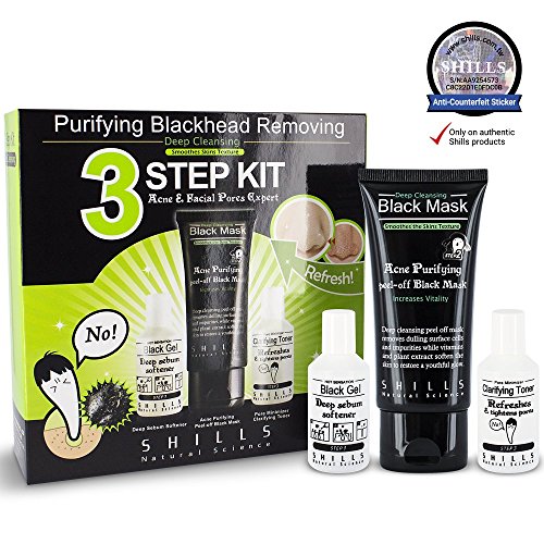 Shills 3 STEP KIT - Intensives 3-Stufen Gesichtspflegeset mit hocheffektivem Wirkstoffen zur Beseitigung von Akne & Mitesser, Öl & Schmutz, verfeinert effektiv Poren, lindert Hautreizungen, verbessert Narbengewebe & die Hautelastizität für ein reines, junges und erfrischendes Hautbild| Hervorragende Qualität - SOFORTEFFEKT| Enthalten sind Sebum Softener (20ml) + Black Mask (50ml) + Clarifying Toner (20ml)| 100% Risikofrei| Anti-Aging| Facelift| Anti-Akne