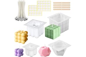 SPERMUOY kerzenform silikon set,4 Stück silikonformen für kerzen,3D DIY Kerzenform und Kerzendocht Set,Kerzenformen zum Gießen für Aromatherapie Kerzen, Blumenproben, Handwerk, Handarbeit