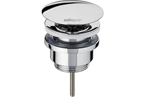 Wirquin 30723420 Bonde de lavabo universelle en laiton avec dôme fixe et vis centrale, chromé