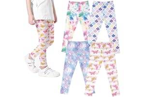 XM-Amigo 4-pak dzieci dziewczęce spodnie kwiatowy wzór rozciągliwe legginsy (2-13 lat)