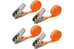 CLIUNT Spanngurte mit Ratsche 2 m, 4 Stück 2.5 cm Ratschengurte, Zurrgurte mit Klemmschloss, für Auto, Sackkarre, Motorrad, Gepäck, Camping, Feste Ladung