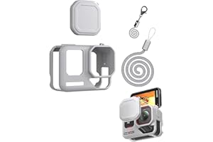 CERFFOOL Funda de silicona para Insta360 Ace Pro 2, funda protectora antiarañazos con tapa de lente, correa a prueba de pérdidas, correa para el cuello para accesorios de cámara de acción (gris)