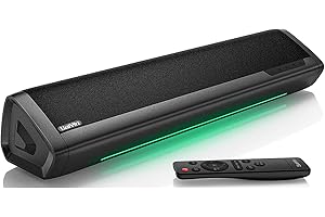 Saiyin Sound Bar for TV, Soundbar with Bluetooth 5.3,Optical, AUX Inputs, 17-Inch Small TV Sound Bar Speakers with Visual Volume Adjustment (17 inch, Balck, DS6305)