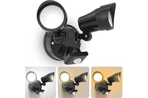 ALUSSO LIGHTING 25W LED Security Lights with Motion Sensor Outdoor 2000lm, Warm Neutral Cool White Adjustable Double PIR Sensor Wall Light IP54 Waterproof for Garden Yard Porch