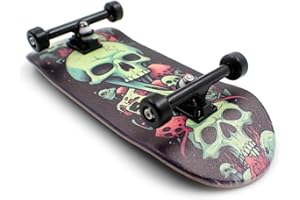 SPITBOARDS Diapasón de madera de 34 mm, totalmente premontado, madera de 5 capas, camiones profesionales con tuercas de bloqueo, ruedas de rodamiento CNC, gráficos de desgaste real, cinta de agarre de