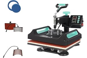 UKPRESS Heat Press Machine 5 in 1 29x38cm Sublimation Printing Swing Away 360 Degree for T Shirts Mug Hat Plate Cap Mouse Pads Dual Digital Control Multifunctional (Green)