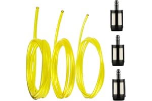 UGBO Tubo Benzina Decespugliatore Tubo Carburante Moto 3 Pezzi Giallo Gasolio Tubicino Gomma Trasparente con 3 Pezzi Filtro Benzina 2 x 3,5 mm 2,5 x 5 mm 3 x 5,5 mm Accessori Decespugliatore (1 M)