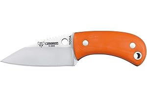 Cudeman Nuevo Cuchillo de Cuello Yoda 200-J-K KYDEX Hoja de Acero Böhler N-695 y empuñadura de G-10 Naranja de 5,8 cm para Caza, Pesca, Supervivencia y bushcraft + Portabotellas Regalo