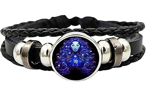 BOMMFU Bracelet D'esp-rit De Signes du Zodiaque Bracelet D'esp-rit Astrologique 12 Constellation Bracelets en Cuir PU Unisexe, Bijoux du Zodiaque Cadeaux pour Femmes Hommes