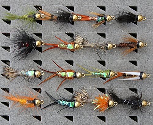 Mixed Assortment 16 TROUT Fly Fishing Flies Nymph Buzzers SET 33J-14-Q16 - Hook 14