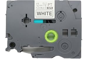 BROVACS 1 opakowanie czarno-białej elastycznej taśmy etykietowej kompatybilna z Brother P-Touch TZ FX231 TZe FX231 12 mm 1/5.1 cm OPA1423