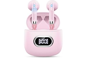 DRSAEC Ecouteurs Bluetooth 5.3 sans Fil, Ecouteurs sans Fil avec 2 ENC Mic, 2024 Nouvelle 42H IP7 Étanches Oreillette Bluetooth Stéréo Réduction de Bruit, USB-C Charge Rapide Casque Bluetooth, Super Léger