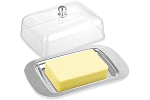 FHISKUNYU Edelstahlbutterdose Butterdose, mit Deckel und Griff Edelstahl-Butterdose，Fassungsvermögen für 250 g Butter, geeignet für die Aufbewahrung von Käse, kalten Gerichten, Kuchen, Desserts，Früchten