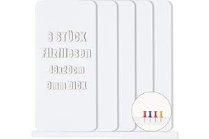 ORIGREEN 6 Stück Filz Pinnwand Korkplatte Bulletin Board Tiles - Filz-Pinnwandfliesen mit selbstklebender Rückseite für Wände, Vision Board für Zuhause, Büro, Schule, Pinnwanddekorationen, 43x20 cm, Weiß.
