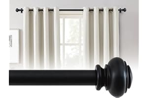 BellaHills Bastone Tenda Estensibile, 25mm Bastone per Tenda 76-230cm, Telescopico con Terminali Decorativi e Supporti Staffe Regolabili per Camera da Letto, Soggiorno, Nero