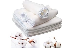 Lanjue 10 PCS Muslin Face Cloths, 12 x 12 Inch 100% Cotton Soft Skin-Friendly Muslin Squares Reusable White Muslin Cloth Machine Washable for Makeup Removal, Baby Bibs, Mouth Wipes, Face Wash Cloths