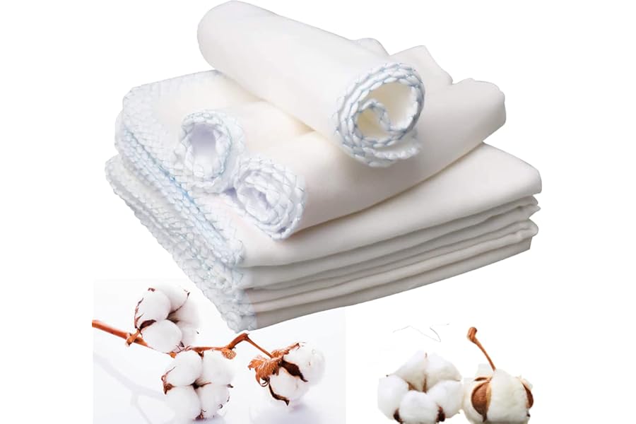 Lanjue 10 PCS Muslin Face Cloths, 12 x 12 Inch 100% Cotton Soft Skin-Friendly Muslin Squares Reusable White Muslin Cloth Machine Washable for Makeup Removal, Baby Bibs, Mouth Wipes, Face Wash Cloths