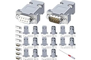 DAOKAI DB9 Conector Adaptador Kit,9PIN RS232 Terminal Adaptador Breakout Board,D-SUB macho/hembra conectores de la taza de soldadura,DB9 cubierta de plástico Shell(5PCS macho + 5PCS hembra)