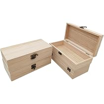 Lot De 4 Boîtes En Bois Naturel 20x10x5 Cm - Avec Fermoir Métal - Boîtes à Customiser (peindre, Coller) - Pour Rangement Ou Bricolage - 6