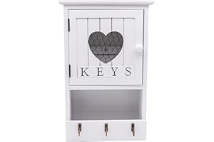 Maison Des Cadeaux Scatola portaoggetti in legno con 9 chiavi a forma di cuore, gancio per chiave da appendere