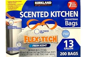 Kirkland Signature Flex-Tech 13-Gallon Scented Kitchen Trash Bags - 200 Count