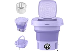 IYUNGO Faltbare Mini Waschmaschine, Mobile Waschmaschine mit Trockner, Tragbar Lazy Person Waschmaschine, 3 Modi Handwaschmaschine für Unterwäsche, Reisen, Camping 9L (lila)