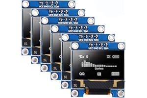 DORHEA 6Pcs 0,96 '' OLED-Anzeigemodul 12864 128 x 64 Pixel LCD-Weißlichtplatine I2C Seriell 0,96 Zoll IIC-Chip 4-polige selbstleuchtende Anzeigeplatine, kompatibel mit Raspberry Pi