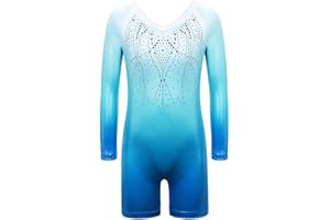 ZNYUNE One-pieceGirls Gymnastic Long Sleeve Leotards Sparkle Dancing Athletic Ballet Unitards for 3-12 Years