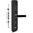 Equal Smart Door Lock A8 WiFi | 6-Way Unlocking | Fingerprint, Pincode, RFID Access Card, Mechanical Key, OTP Access, Mobile App (WiFi) for Wooden Doors | 1 Year Brand Warranty | Matte Black