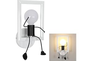 TOOLIGHT Applique Murale Interieur, Lampe Murale de Chambre Enfants, Créatif Métal Applique Industrielle Retro, E27 Humanoïde Appliques Moderne pour Escalier Salon Couloir Chevet (Ampoule Non incluse)