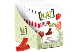 ‎NA! NA! - Fruit Snack Strawberry/Apple - Healthy Snack for on the Go and in Between - Soft Fruit Pieces Made from 100% Fruit, No Added Sugar, Vegan - Pack of 10 (10 x 35 g)