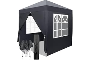 Bonnlo Pop Up Gazebo with Sides 2m x 2m, Easy Setup Instant Outdoor Canopy, Folding Garden Gazebo, Party Tent Grey