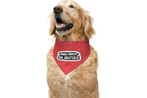 Ruse Reversible Dog Bandana Big Brother Printed 100% Cotton Poppy Red and Vanilla Strawberry Striped Dog Scarf/Dog Gift Adjustable Snap Button for Dogs/Large