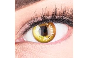 ‎MERALENS MeralenS Farbige Gelbe Kontaktlinsen Anime Yellow Circle Lenses Heroes Of Cosplay Stark Deckend Ohne Stärke mit gratis Linsenbehälter