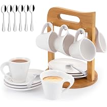 Set 6 Tazze Da Caffè Con Piattini In Porcellana Uandu - Eleganti Con Bordo Dorato, Capacità 85ml, Perfette Per Espresso E Moka Turca - 4