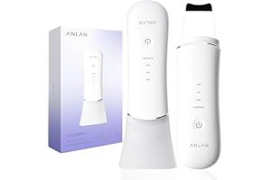 Nettoyeur de Peau Ultrasonique ANLAN Épurateur de Peau Visage 4 en 1 Skin Scrubber Nettoyage en Profondeur, Gommage Vibrant, Soins du Visage et Élimination des Points Noirs-100% Imperméable