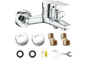 BTIUGYI Bateria mieszakowa do wanny, bateria wannowa, ciepła i zimna, wanna z akcesoriami montażowymi, jednouchwytowa, montaż ścienny, armatura prysznicowa do prysznica i wanny