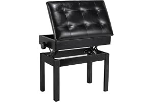 Clevich Pianopall justerbar höjd 48–58 cm, pianobank med förvaringsutrymme 57,5 x 35,5 x 48 cm, pianobänk med PU läderkudde, pianostol Heavy Duty, tangentbord, pianobänk bänk upp till 150 kg lastbar