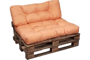 Bananair - Cojines Para Palets - Tela Resistente, Anti-UV y Repelente al Agua - Muy Cómodo, Relleno de Espuma - Cojines Exterior para Jardín y Terraza (Asiento 120x80 cm y Respaldo 120x40 cm, Naranja)