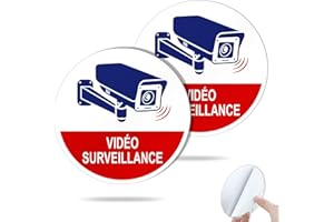 Goodvia Panneau Alarme Vidéo Surveillance Adhésif Diamètre 10cm Arrondi Aluminium Réfléchissant UV Protection pour Améliorer la Visibilité et la Sécurité des Zones sous Surveillance 2 pièces
