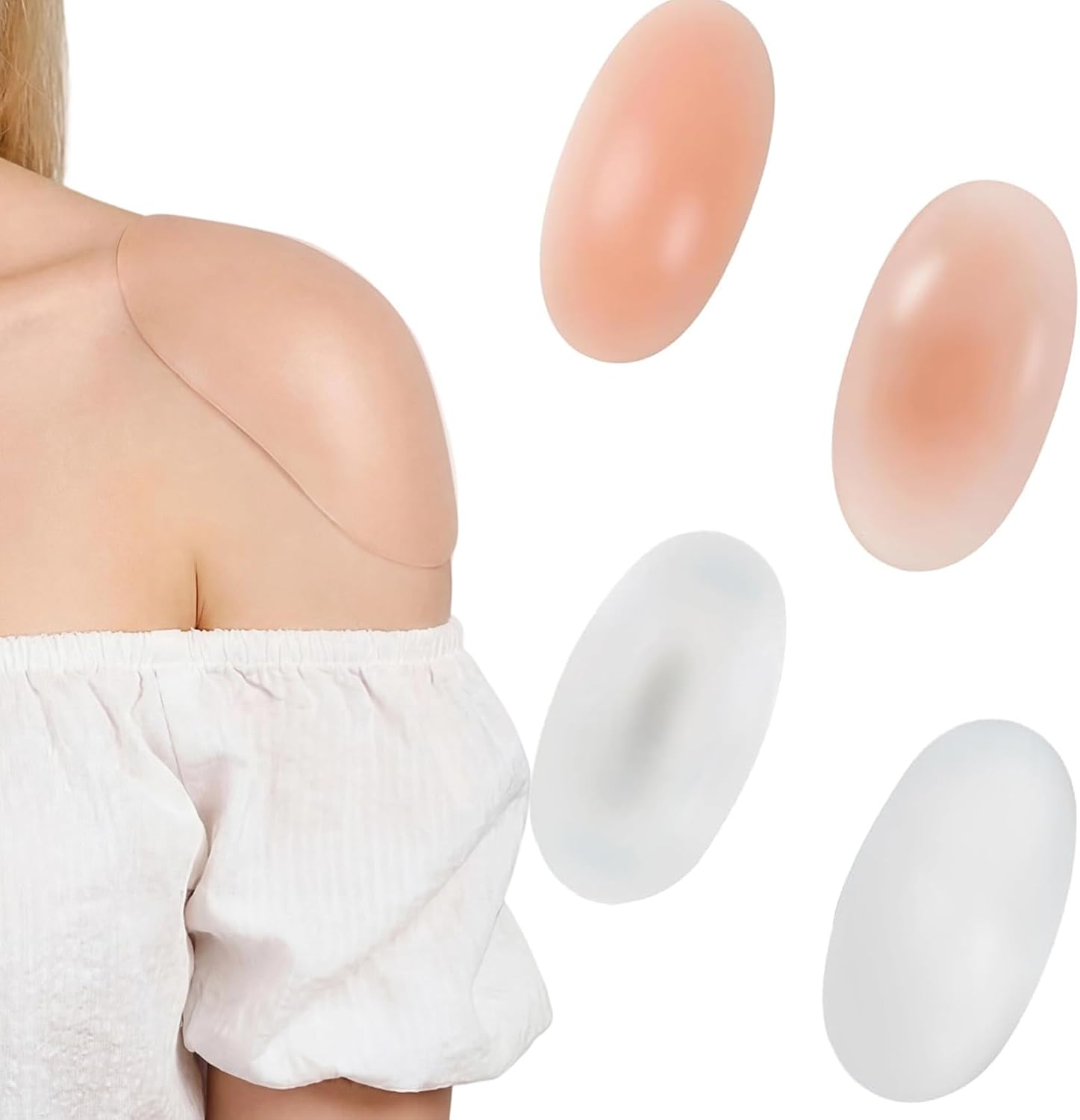 Eulihent 2 Pares Hombreras Autoadhesivas de Silicona Hombreras de Silicona Reutilizables Hombreras de Silicona Transparentes Hombreras Adhesivas Antideslizantes para Mujeres Hombres