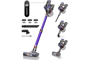 BuTure Cordless Vacuum Cleaner, 450W/38kpa Powerful Cordless Stick Cleaner with Large Touch Display, Up to 55 Mins,1.5L Dust Cup, Lightweight Vacuums for Hardwood Floor Carpet Car Pet Hair