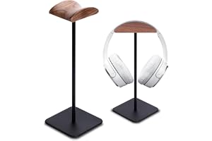 Vegena Headset-hållare, i valnötsträ och aluminium, spelheadset-hållare med tung, over-ear headset-hållare, headset