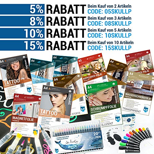 SKULLPAPER T-Shirt Textil-Transferfolie FÜR DUNKLE STOFFE Textilien DIN A4 zum aufbügeln und selbst gestalten – für Inkjet Tintenstrahldrucker (8 Blatt) - 7