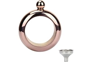Kitchnexus Petaca de acero inoxidable 304 de 3.5 onzas con embudo, acabado dorado, regalo portátil para cualquier ocasión