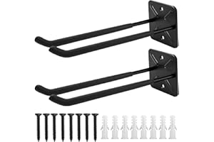 LCOUACEO Crochet Rangement Garage, Crochet Mural 2 pièces, Support Velo Mural Avec Revêtement Anti-Dérapant, Rangement Outils Mural pour Echelle, Vélos, Outils, Tondeuses à Gazon et Plus Encore