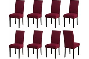 Sufdari Chair Covers 8 Red,Stretch Dining Chair Covers, Spandex seat Covers for Dining Chairs,Elastic Washable Chair Protectors for Dining Room,Hotel,Restaurant,Banquet (8,Red)