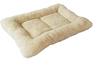 PnH® PADDED DOG CRATE LINER, SUPER SOFT SHERPA FLEECE PAD WITH SNUG SURROUND. COSY PET/DOG BED, SIZE & COLOUR CHOICE (CASHMERE CREAM, MEDIUM - 36" x 24" (92cm x 61cm))