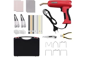 AFNCX 150W Saldatore per Plastica,2 in 1 Pistola Saldatrice per Plastica con 2Pcs Strumento di Levigatura,800pcs 6 Tipo Graffette,56pcs 7 Tipo Bacchette,Pistola Saldatura Plastica per Riparare Auto Paraurti