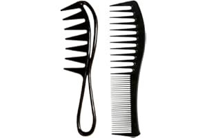 TINGDONGWEI Pettine a Denti Larghi, Pettine Olio Vintage, Pettine per Capelli Ricci Comb Afro, Pettini Styling Con Denti Larghi, Pettine Antistatico per Taglio e Styling per Parrucchieri